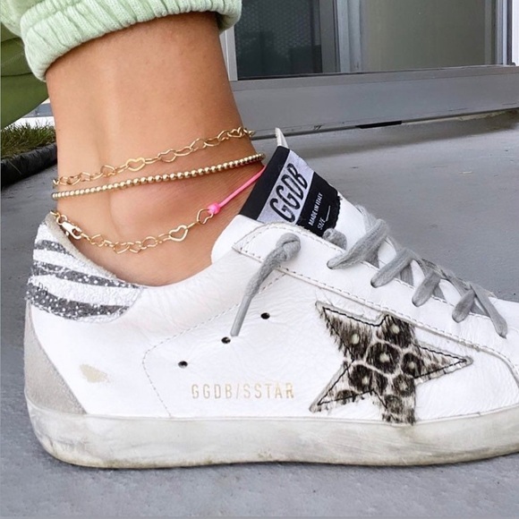 Golden Goose Superstar Low Top White Leather Sneakers Leopard Zebra Hair 36 6 - Picture 8 of 9